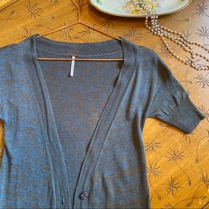 Free People Linen Boyfriend Cardigan